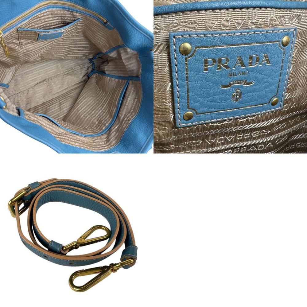 PRADA Shoulder Bag Handbag Canvas Leather Blue Green x Brown Women's BN2354 z... - Picture 5 of 5
